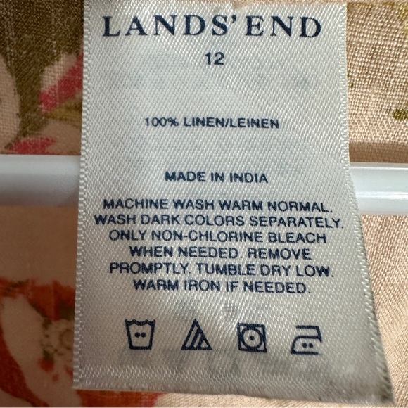 Lands End sz. 12 100% linen floral tunic, pink, 3/4 slv., fall, office, date - Picture 4 of 11